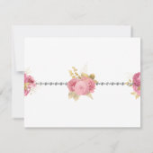 Blush en Gold en Silver Floral Diamond Wedding RSVP Kaartje (Achterkant)