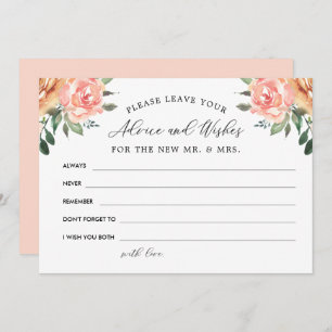 Blush en Gold Floral Advice en Wishes Bedankkaart