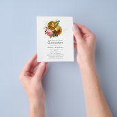  Blush en Gold Floral Quinceañera Invite Flyer (Hand)