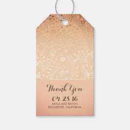 Blush en Gold Floral Vintage bruiloft dank u Cadeaulabel