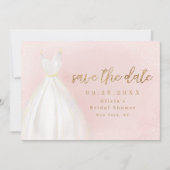 Blush en Gold Glitter Elegant Dress Save Date Save The Date (Voorkant)