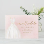 Blush en Gold Glitter Elegant Dress Save Date Save The Date (Staand voorkant)