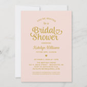 Blush en Gold Heart Script Wedding Vrijgezellenfee Kaart (Voorkant)