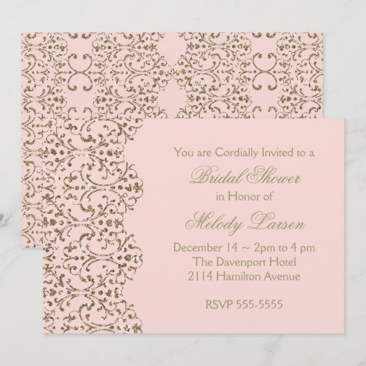 Blush en Gold Lace Kaart (Voorkant / Achterkant)