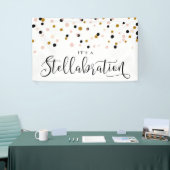 Blush en Gold Moderne Confetti Stippen Versterking Spandoek (Beurs)
