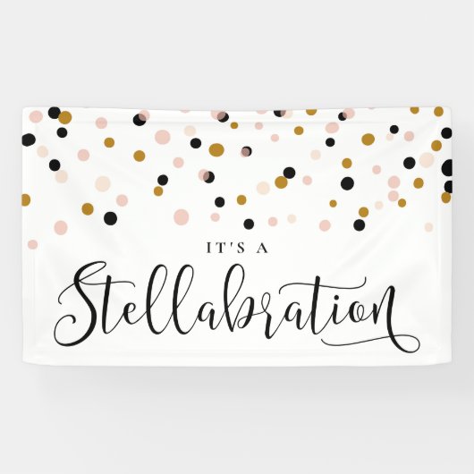 Blush en Gold Moderne Confetti Stippen Versterking Spandoek (Horizontaal)