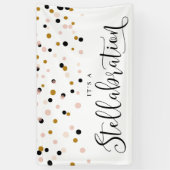 Blush en Gold Moderne Confetti Stippen Versterking Spandoek (Verticaal)