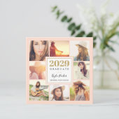 Blush en Goud | 8 Foto's Vierkante Afstudeerfeestj Aankondiging (Staand voorkant)