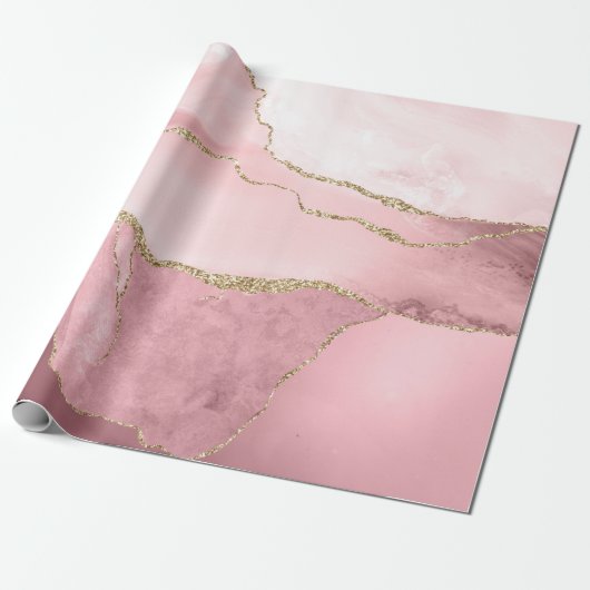 Blush en Goud Agaat Cadeaupapier (Uitgerold)