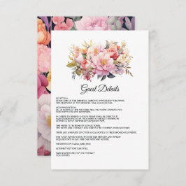 Blush en Goud Bloemen Bruiloft Gast Details Informatiekaartje