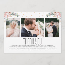 Blush en Goud | Bloemenbruiloft dank u foto Bedankkaart