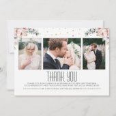 Blush en Goud | Bloemenbruiloft dank u foto Bedankkaart (Voorkant)