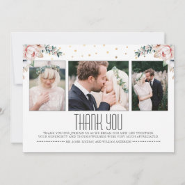 Blush en Goud | Bloemenbruiloft dank u foto Bedankkaart