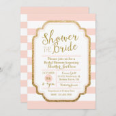 Blush en goud bruids douche uitnodiging (Voorkant / Achterkant)