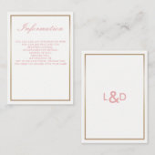 Blush en Goud Eenvoudige Bruiloft Informatie Kaart (Voorkant / Achterkant)