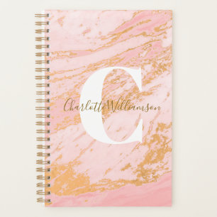 Blush en goud marmer gepersonaliseerde Kantoor ong Planner