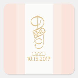 Blush en goud ronde vierkante Stickers