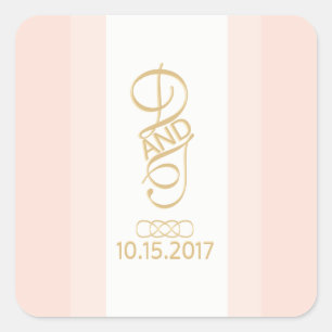Blush en goud ronde vierkante Stickers
