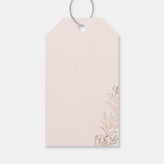 Blush en goud verguld botanische elegante bruiloft cadeaulabel (Achterkant)