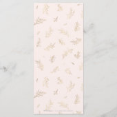 Blush en goud verguld botanische elegante bruiloft menu (Achterkant)