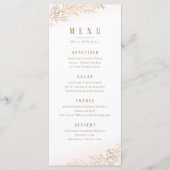 Blush en goud verguld botanische elegante bruiloft menu (Voorkant)