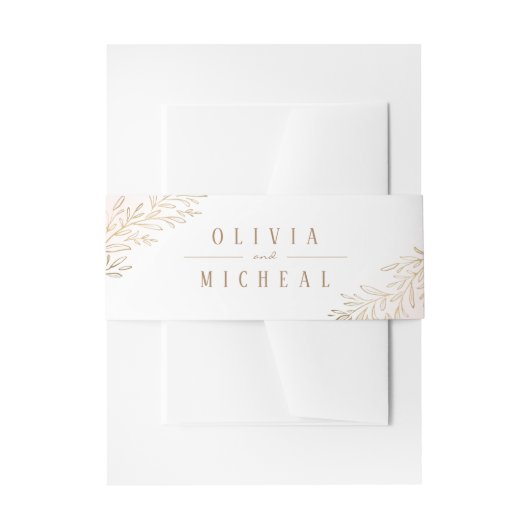 Blush en goud verguld botanische elegante bruiloft uitnodigingen wikkel (Voorkant Voorbeeld)