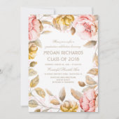 Blush en Gouden Bloemen Waterverf Boho Afstuderen Kaart (Voorkant)