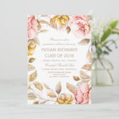 Blush en Gouden Bloemen Waterverf Boho Afstuderen Kaart (Staand voorkant)
