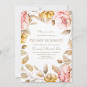 Blush en Gouden Bloemen Waterverf Vrijgezellenfees Kaart (Voorkant)
