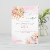 Blush en gouden bloemenboho onder het zee baby kaart (Staand voorkant)