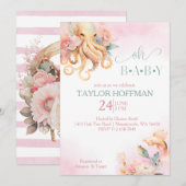 Blush en gouden bloemenboho onder het zee baby kaart (Voorkant / Achterkant)