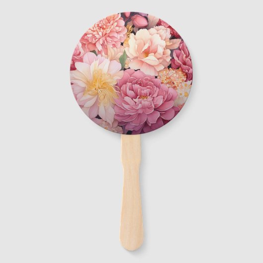 Blush en gouden bloemenbruiloft handwaaier (Achterkant)