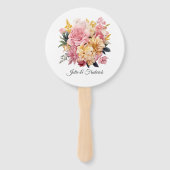 Blush en gouden bloemenbruiloft handwaaier (Voorkant)