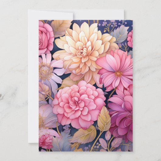 Blush en gouden bloemenbruiloft kaart (Achterkant)