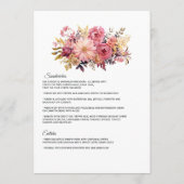 Blush en gouden bloemenbruiloft menu (Achterkant)