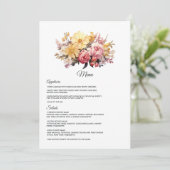 Blush en gouden bloemenbruiloft menu (Staand voorkant)