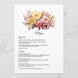 Blush en gouden bloemenbruiloft menu
