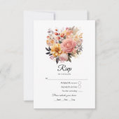 Blush en gouden bloemenbruiloft RSVP kaartje (Voorkant)