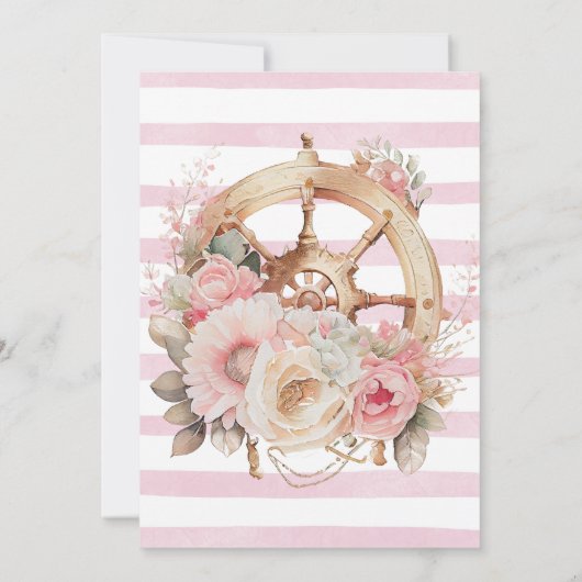 Blush en gouden bloemenroze zeilboot baby shower kaart (Achterkant)