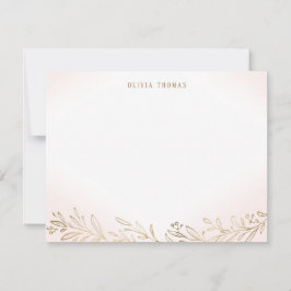Blush en gouden botanische gepersonaliseerde schri notitiekaartje