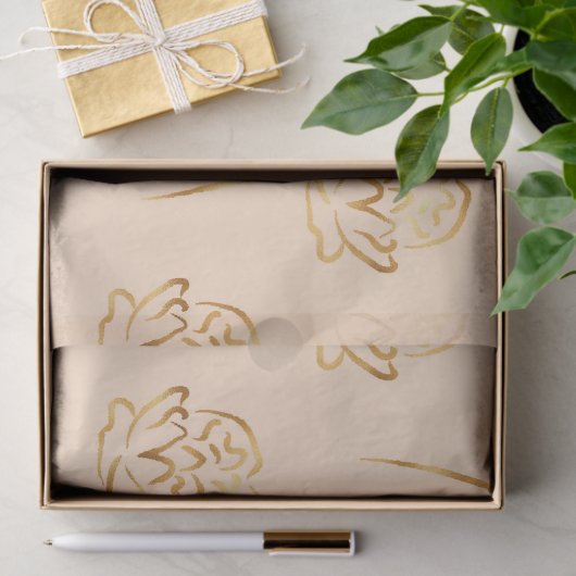 Blush en gouden faux folie pioenrozen tissuepapier (Geschenk)