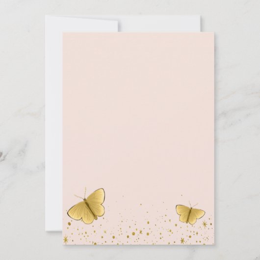 Blush en Gouden Glitter Butterfly Quinceanera Kaart (Achterkant)