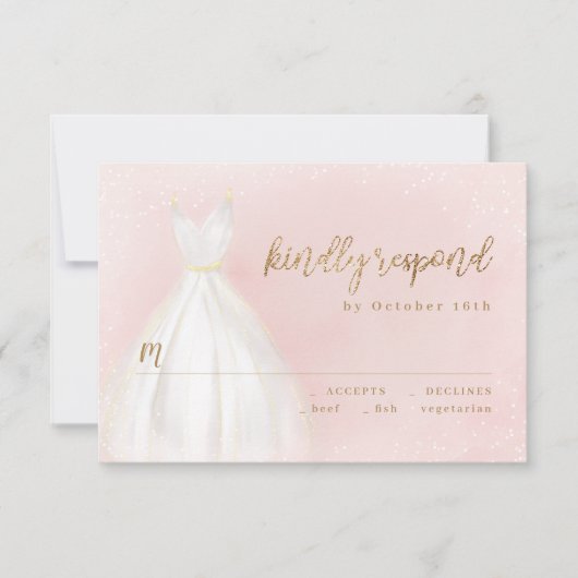 Blush En Gouden Glitter Elegante Sparkle Jurk RSVP (Voorkant)