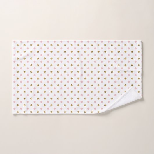 Blush en gouden glitter polka dot bad handdoek (Handdoek)