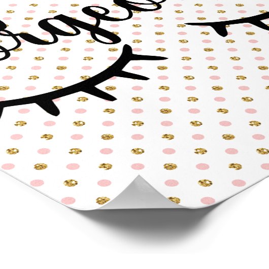 Blush en gouden glitter polka dot poster (Hoek)