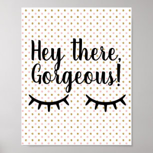 Blush en gouden glitter polka dot poster