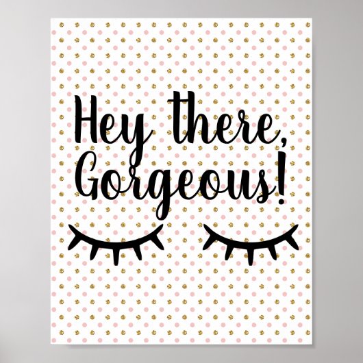 Blush en gouden glitter polka dot poster (Voorkant)