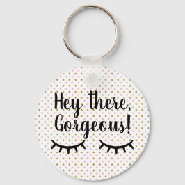 Blush en gouden glitter polka dot sleutelhanger