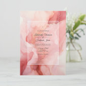 Blush en gouden inkt bruiloft kaart (Staand voorkant)
