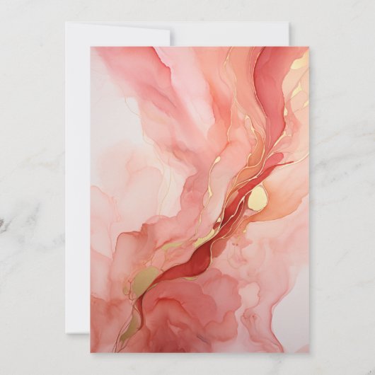 Blush en gouden inkt bruiloft kaart (Achterkant)